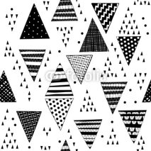 Naklejki Seamless pattern with decorative hand-drawn triangles. 