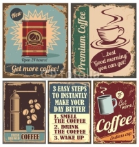 Fototapety Vintage coffee posters and metal signs