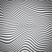 Naklejki Black and white curved lines, surface waves, vector design 