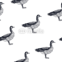 Naklejki Seamless pattern ducks walking.