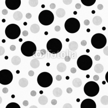 Naklejki Black, Gray and White Polka Dots Pattern Repeat Background