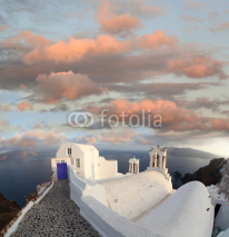 Obrazy i plakaty Santorini with churches and sea view in Greece