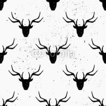 Naklejki Deer Head Silhouette Seamless Pattern