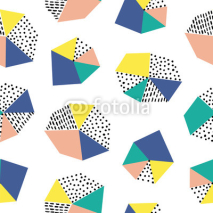 Naklejki Hand drawn seamless pattern with  brush strokes and geometric figure.