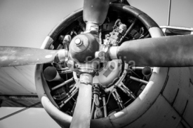 Fototapety Old vintage jet engine in black and white