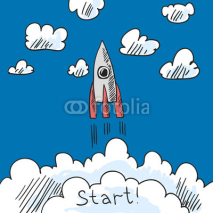 Fototapety Rocket poster sketch