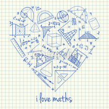 Obrazy i plakaty Maths drawings in heart shape