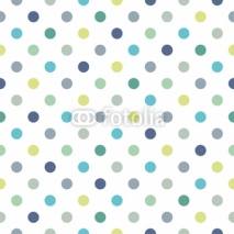 Naklejki Colorful polka dots vector white seamless background pattern