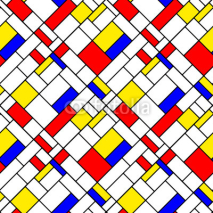 Naklejki Colorful diagonal geometric mondrian style seamless pattern