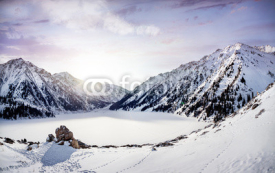 Naklejki Winter Mountain Lake