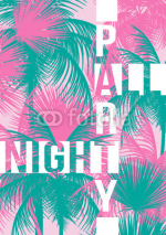 Fototapety Tropical Background with Palm Tree - Vector Illustration