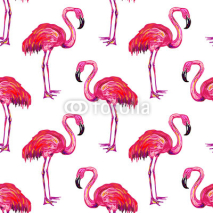 Fototapety Seamless summer pattern with flamingo vector background. Perfect for wallpapers, pattern fills, web page backgrounds, surface textures, textile