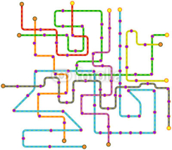 Naklejki fictional public transport subway map, vector illustration