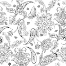 Obrazy i plakaty Fantasy flowers seamless paisley pattern. Floral ornament, for coloring page