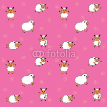Naklejki The stance cartoon sheep seamless pattern, vector illustration