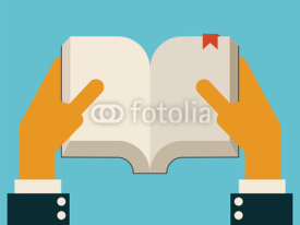 Naklejki Hands holding open empty book