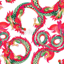 Obrazy i plakaty Chinese Dragon seamless pattern.