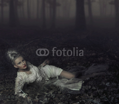 Fototapety Blond beauty laying on leaves