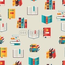 Fototapety Seamless pattern with books in flat design style.