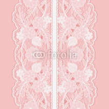 Fototapety White lace seamless pattern of broad vertical floral tape.