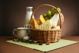 Obrazy i plakaty Basket with tasty dairy products