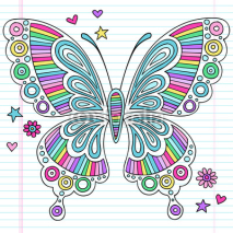 Naklejki Psychedelic Doodles Rainbow Butterfly Vector