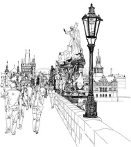Obrazy i plakaty Charles Bridge - Prague, Czech Republic - a vector sketch