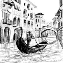 Fototapety Gondola in Venice vector sketch