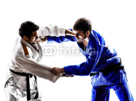 Fototapety judokas fighters fighting men silhouette