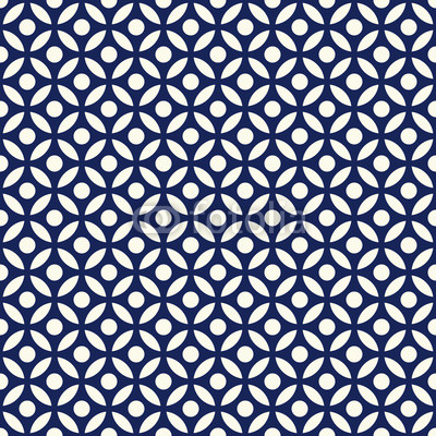 Seamless porcelain indigo blue and white arabic round pattern vector