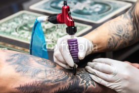 Naklejki Details of a tattoo artist work