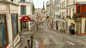 Naklejki Street in paris - illustration