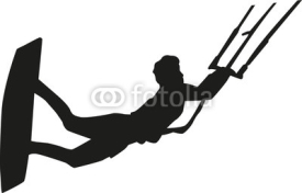 Fototapety Kitesurfer flying silhouette