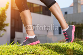 Naklejki Female legs running, the outdoors, detail photo