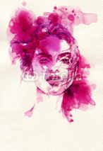 Fototapety Woman face. Hand painted fashion illustration