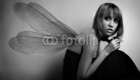 Naklejki portrait of girl with wings