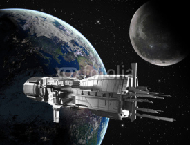 Naklejki spaceship with planet earth