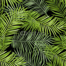 Naklejki Seamless Pattern. Tropical Palm Leaves Background. Vector Background