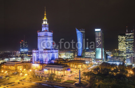 Naklejki The Palace of Culture and Science in Warsaw at night