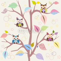Fototapety Seamless pattern with owls
