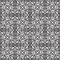 Naklejki Black and white abstract hand-drawn seamless pattern.