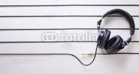 Naklejki art music studio background with dj  headphones