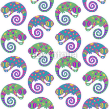 Naklejki Seamless pattern with decorative ethnic style chameleon