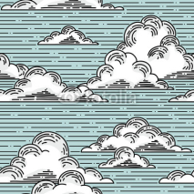 Naklejki Clouds seamless pattern hand-drawn illustration.  Vector background