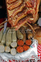 Fototapety Romanian traditional red and white sausage-1