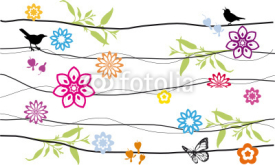 Fototapety floral background design with birds