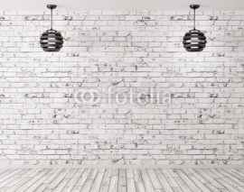Fototapety Two lamps against of brick wall interior background 3d render