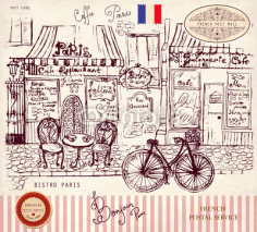 Obrazy i plakaty Vector hand drawn card with Paris symbols