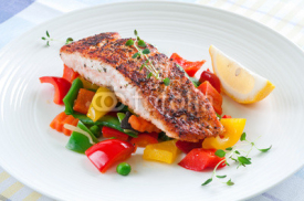 Fototapety Salmon with vegetables