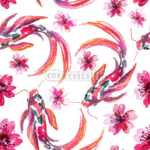 Obrazy i plakaty Watercolor asian koi fishes